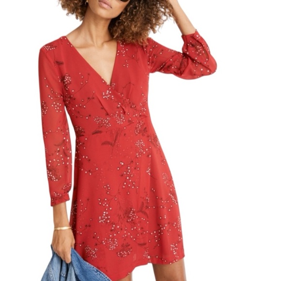 Madewell Dresses & Skirts - NWT MADEWELL Hazelwood Floral Long Sleeve Wrap Front Mini Dress Size Small
